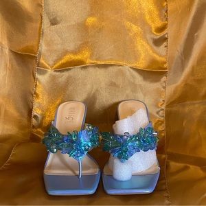 Blue open toe high heel shoes new